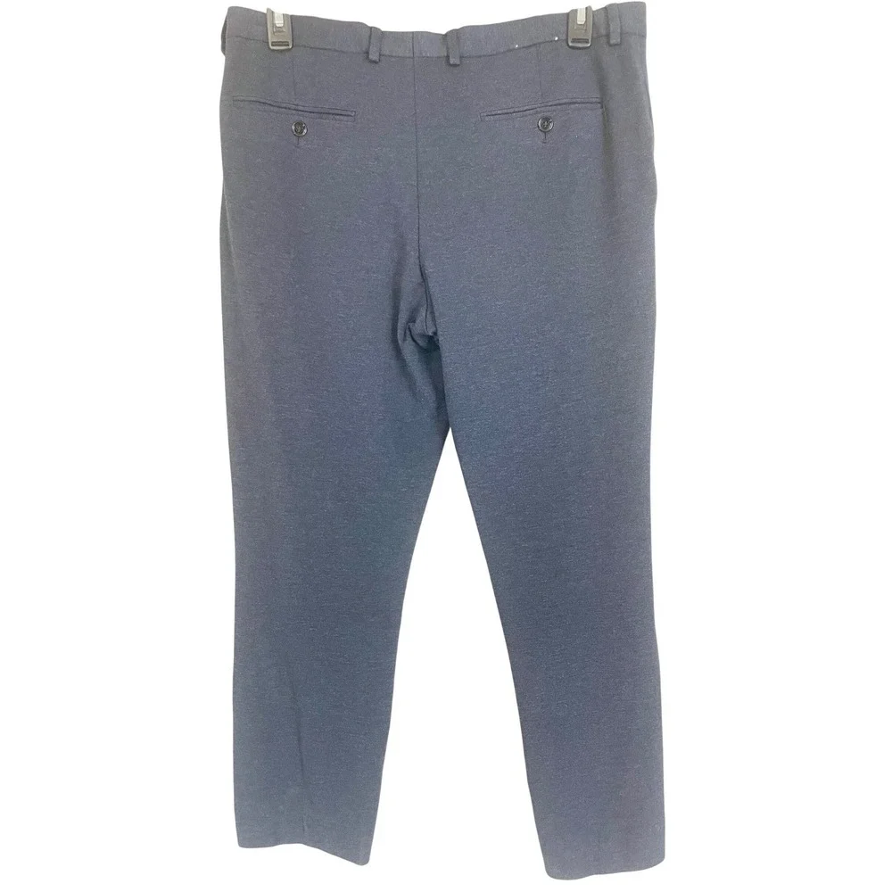 Express Mens Performance Heather Blue Stretch Dress Pants Flat Front Size 34X32